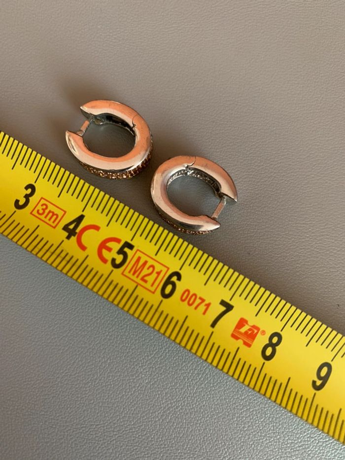 Créoles argent massif pavage cubic zirconia - photo numéro 9