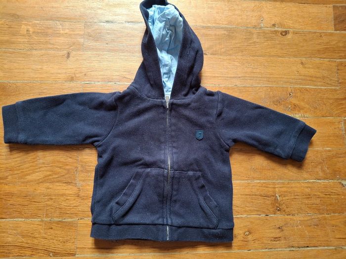 Sweat à capuche Hoodie bleu marine 6 mois jacadi