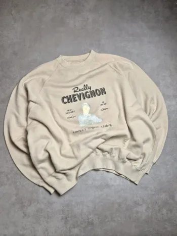 Sweat Chevignon vintage beige coupe boxy années 90