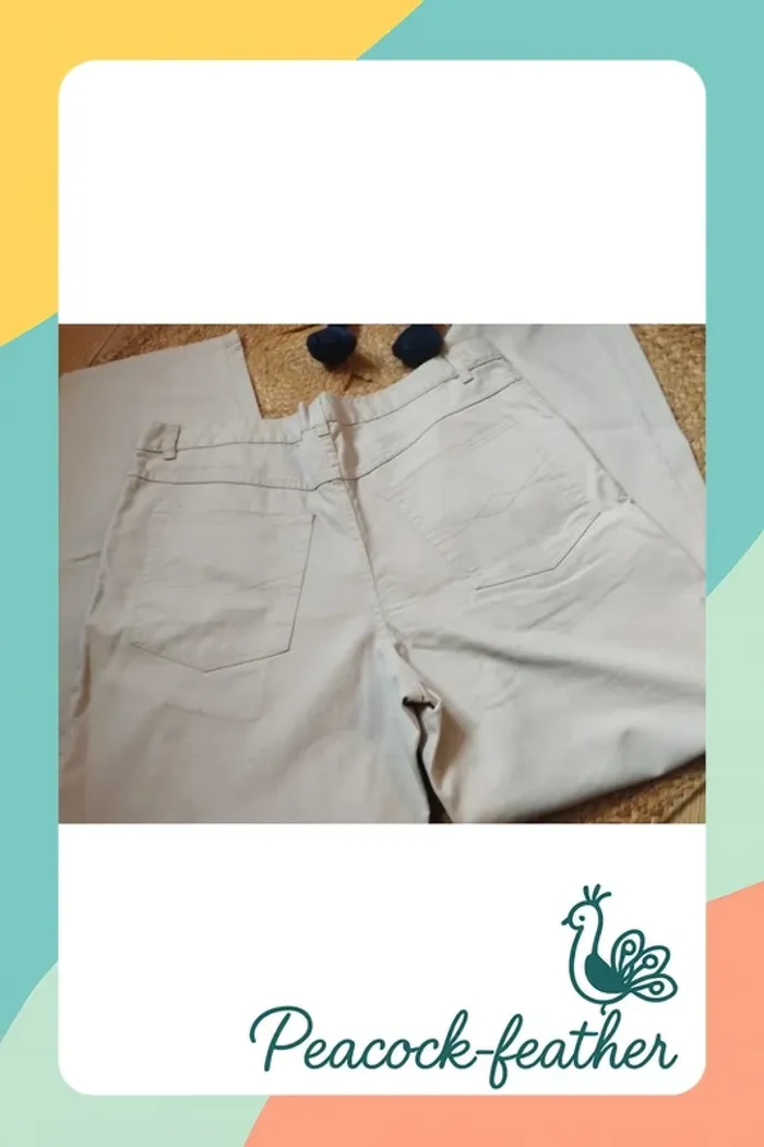 Pantalon crème 46 enrico mori - photo numéro 4