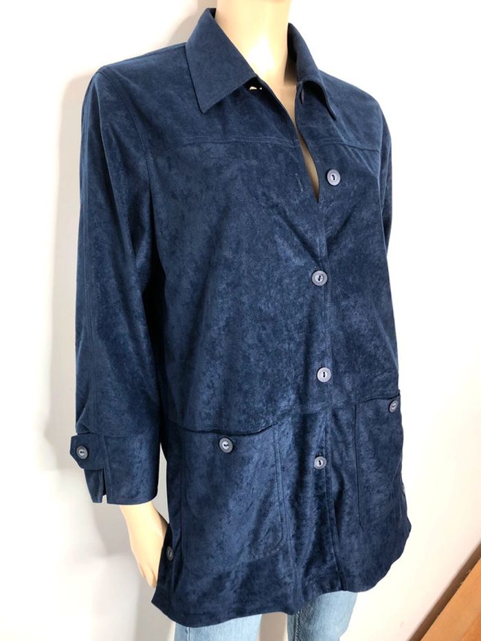 Très belle chemise style velour bleue nuit taille 40 (voir mesures) - photo numéro 8