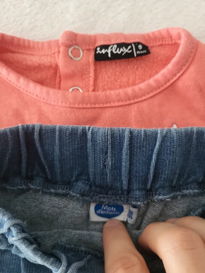 Ensemble mi saison pull corail jeans souple 09mois - photo numéro 2