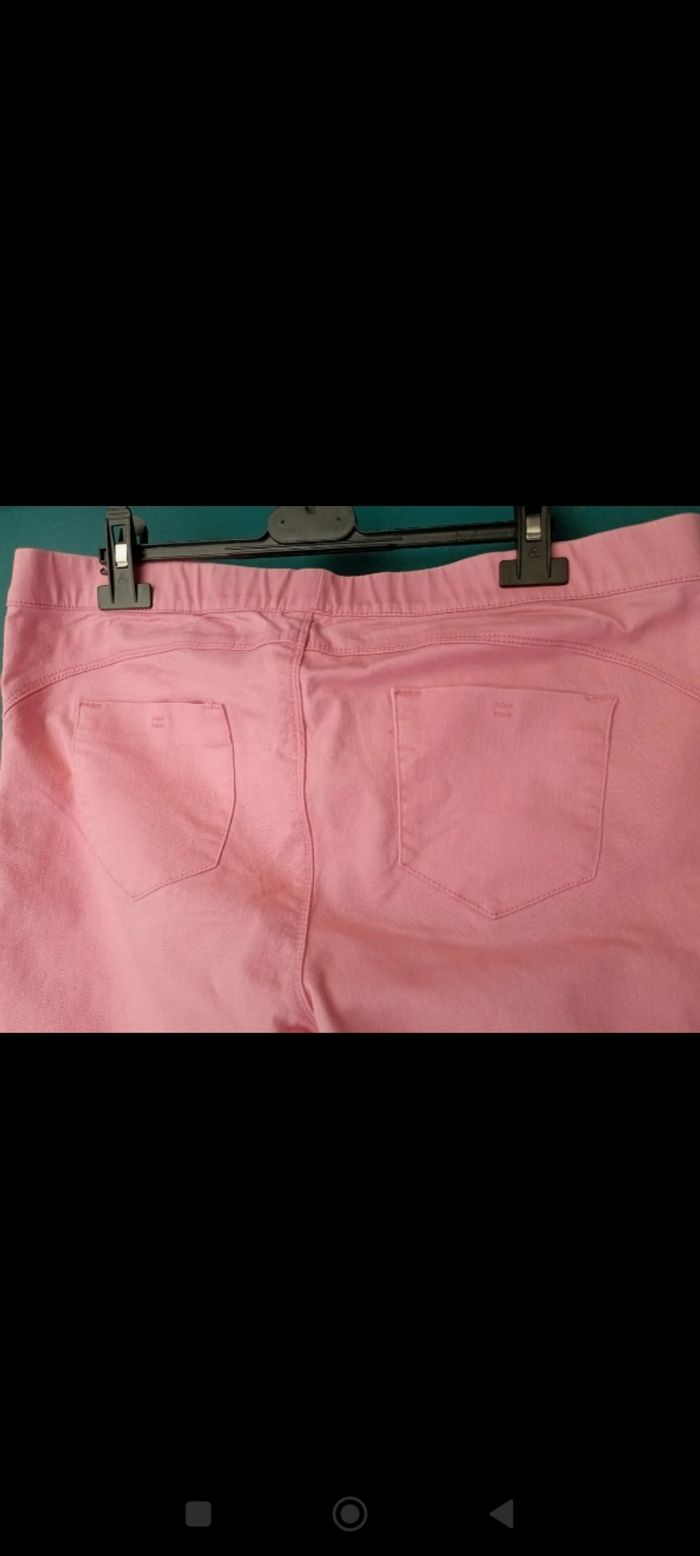Pantalon femme coton rose, taille élastique - photo numéro 4