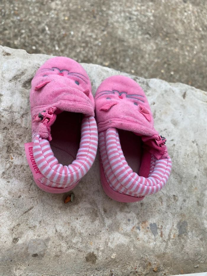 Paire chaussons fermetures rose Isotoner fille, 21 - photo numéro 2