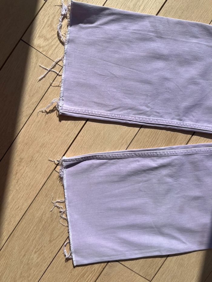 Pantalon jean culotte/évasé violet lilas - photo numéro 8