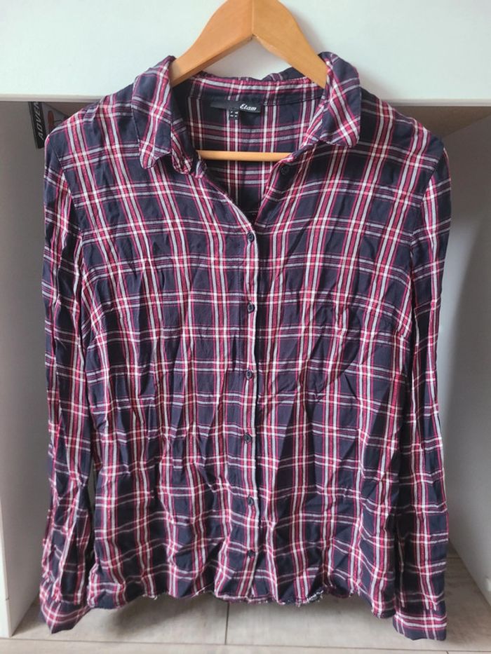 Chemise violette à carreaux femme