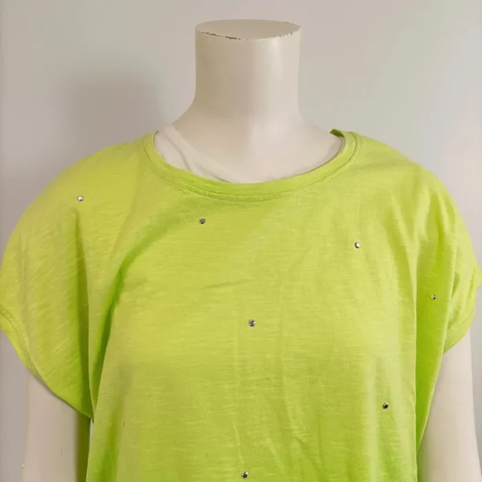 T-shirt NEXT vert fluo dégradé strass T40 coupe oversize col rond été summer A962 - photo numéro 5