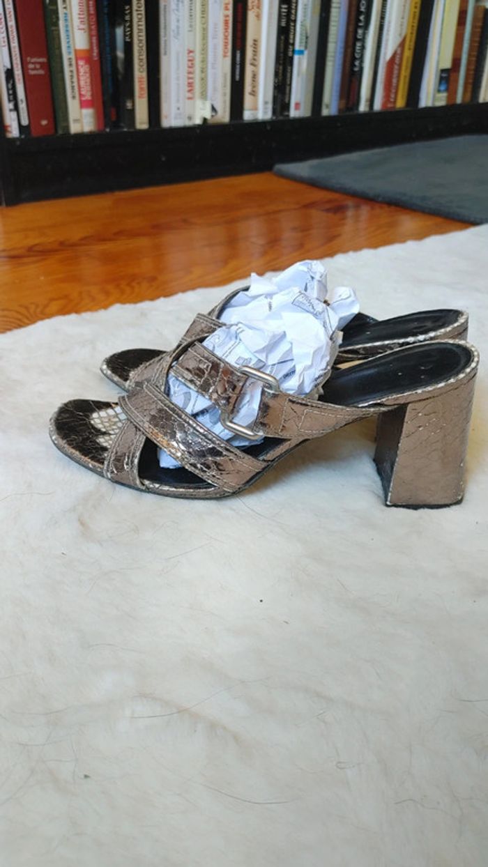 Mule en cuir argenté écailles - photo numéro 12