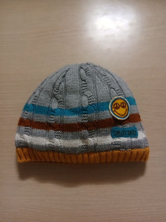 Bonnet bebe smiley fourre a l interieur taille 9/12 mois matiere polytere - photo numéro 5