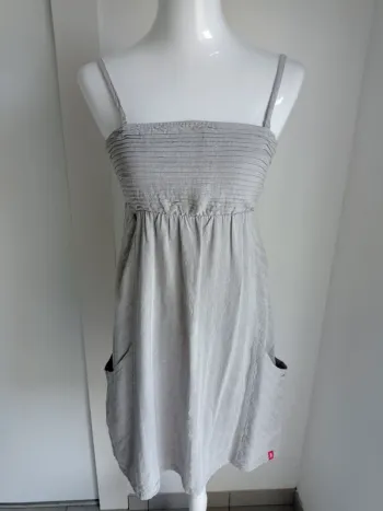 Robe chinée gris taupe blanc se porte avec bretelles ou sans en bustier T.34 EDC