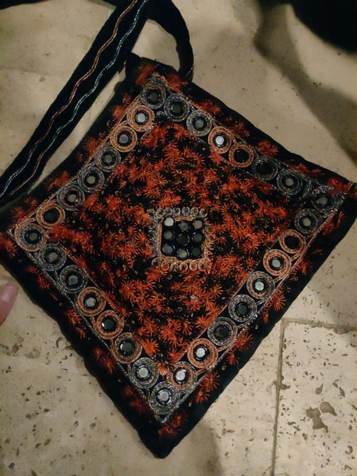 Pochette en tissu et miroirs ronds vintage Ibiza - photo numéro 5