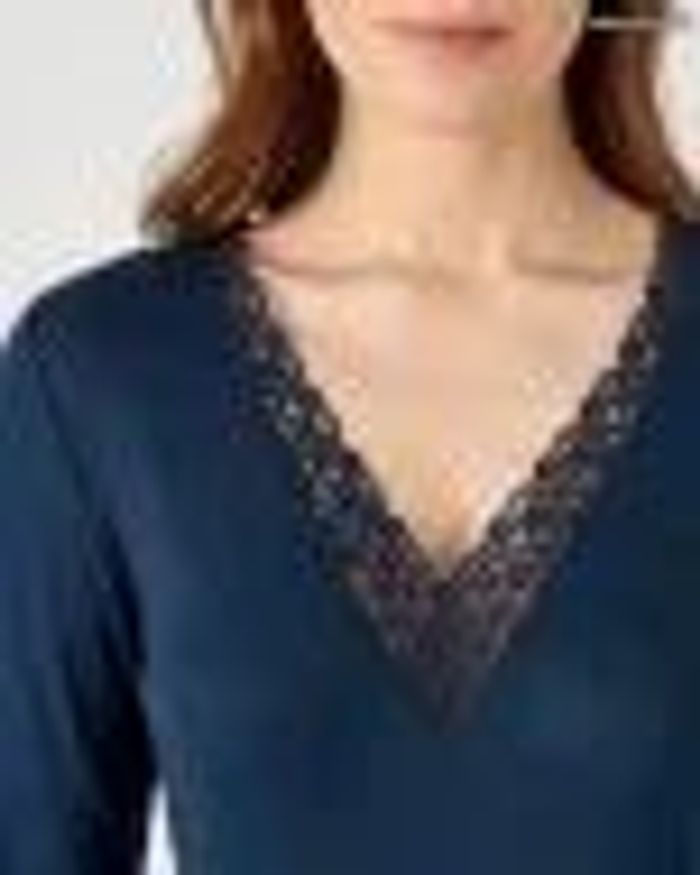 Tee-shirt manches longues Thermolactyl Sensitive, finition dentelle – Damart – taille 46-48 L - photo numéro 2