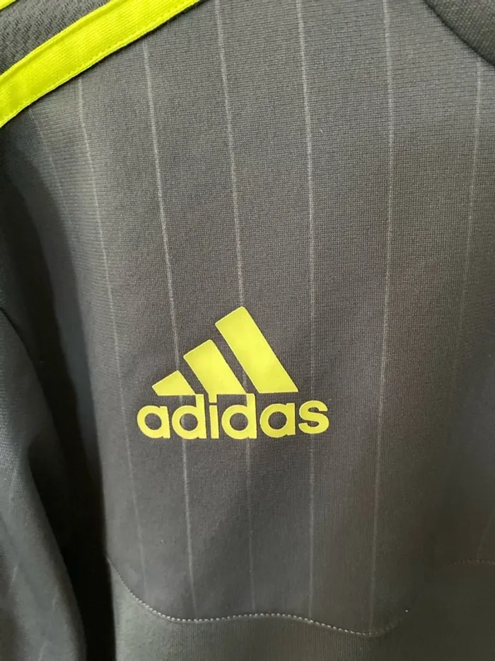 Veste d’entraînement adidas Real Madrid S – Gris & Jaune Fluo, 1/4 Zip, Climacool - photo numéro 3