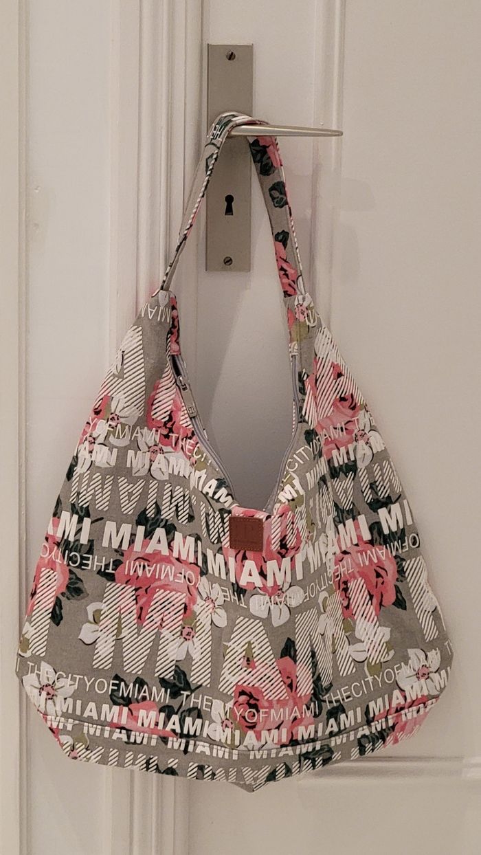 Robin Ruth Sac Miami -Porté Epaule&Fermeture Intégrale-Blanc, Lin&Motif Floral en TBE - photo numéro 2