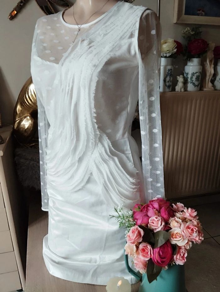 🌿Robe Satinée Dentelle Plumetis & Froufrous I'cona T34/36🌿 - photo numéro 7