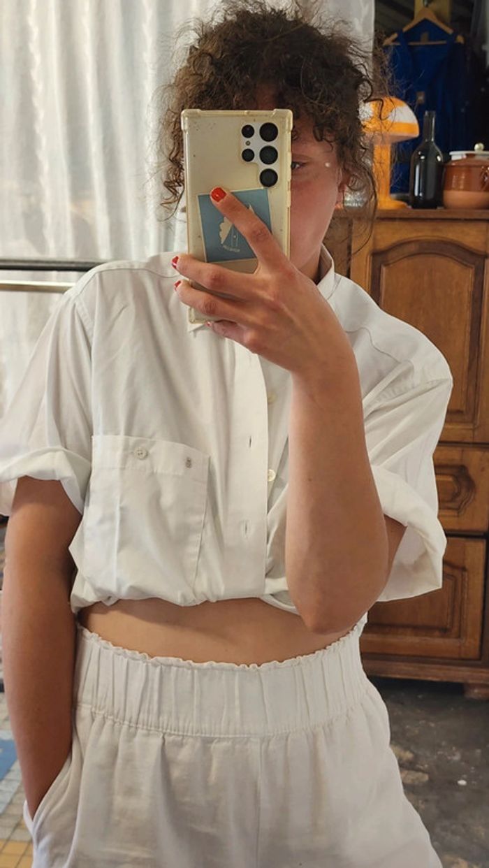 Jolie chemisette cropée en coton blanc - photo numéro 4