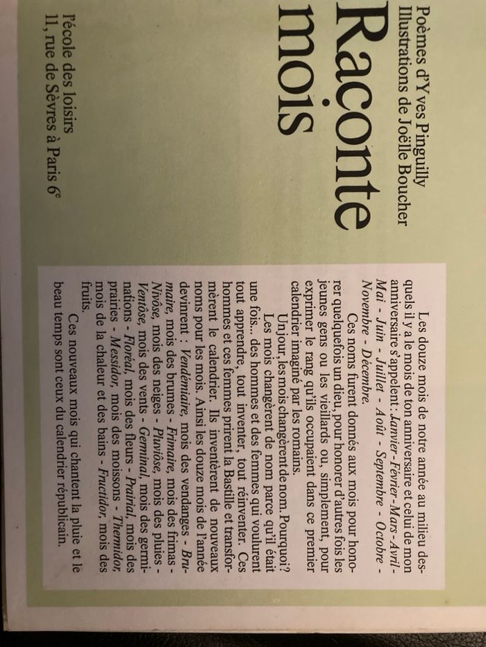 Livre « raconte mois » - photo numéro 2