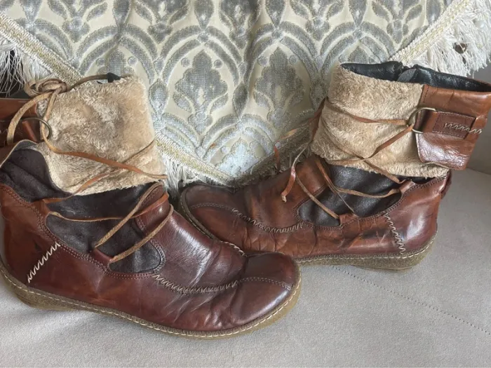 Boots Coco & abricot cuir