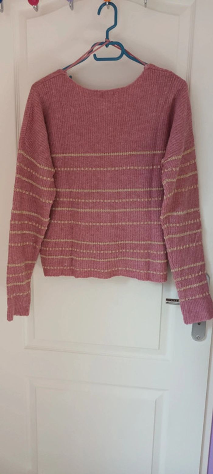 Pull marinière or et rose - photo numéro 2
