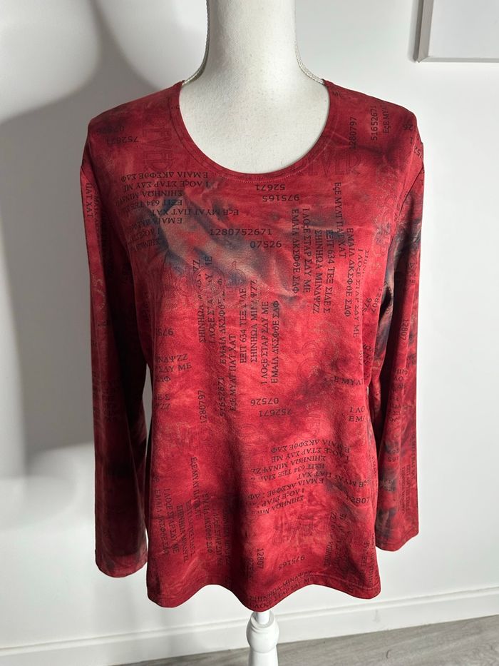 T-shirt à manches longues rouge bordeaux doré Guy Dubois Vintage T46 3XL