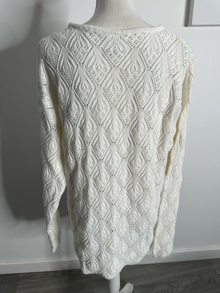 Pull oversize en mailles ajourées blanc Yessica Vintage T44 XXL - photo numéro 6