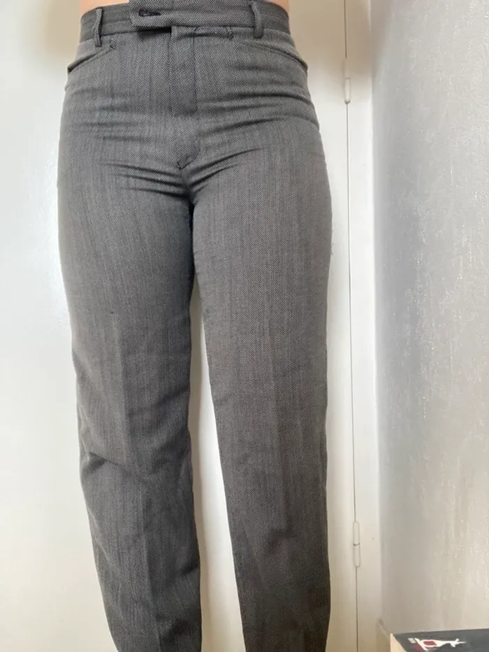 Pantalon droit gris chiné - photo numéro 2