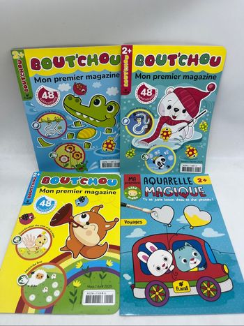 Lot de 4 livres d'activités Magazines Bout chou Mon premier magazine Motricité et aquarelle magique Neuf .