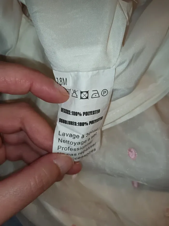 Robe de cérémonie bébé 18 mois blanche et rose - photo numéro 2