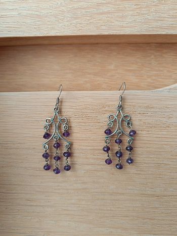 Boucles d'oreilles chandelier améthystes