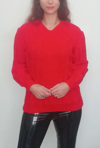 Gros pull d hiver tricot rouge taille xl