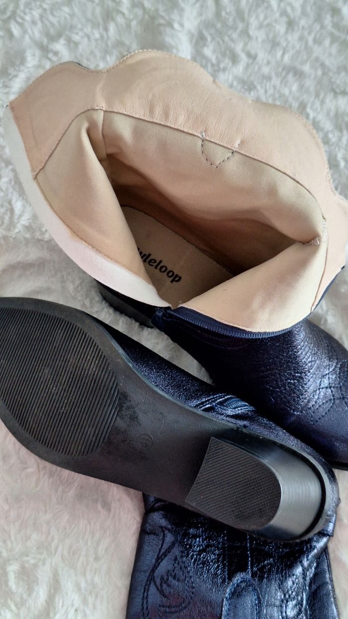 Superbe bottines style tiague bleu nuit - photo numéro 4