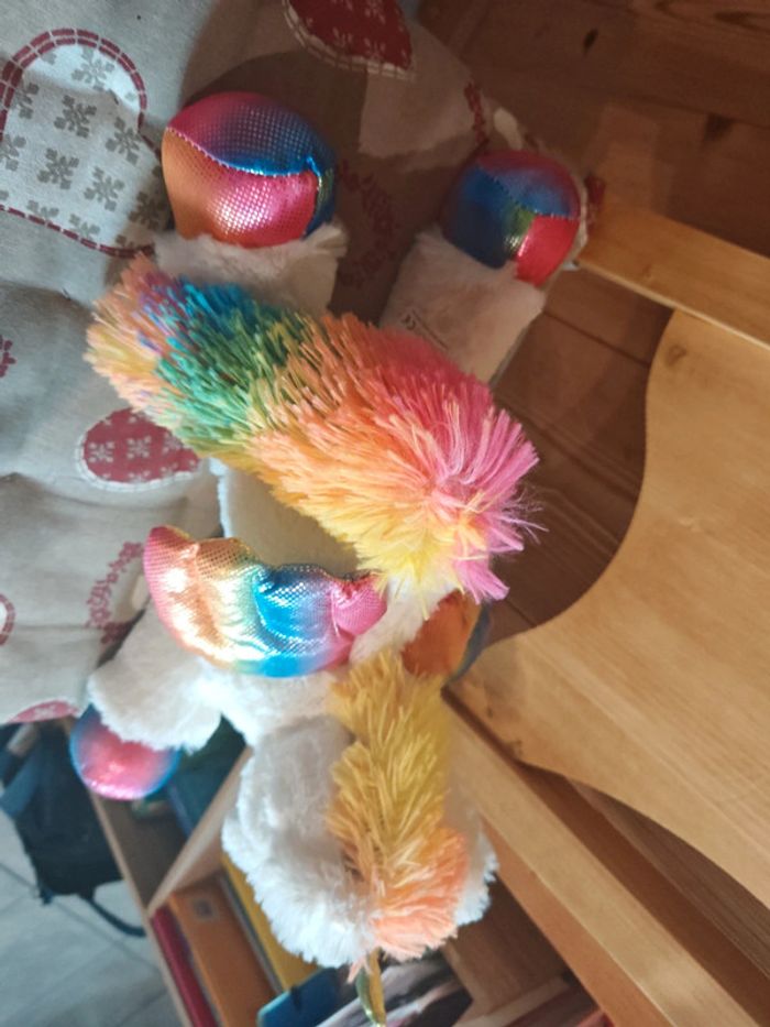 Peluche licorne blanche multicolore - photo numéro 4