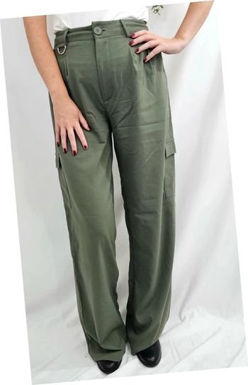 Pantalon large fluide avec poches cargo kaki taille 36