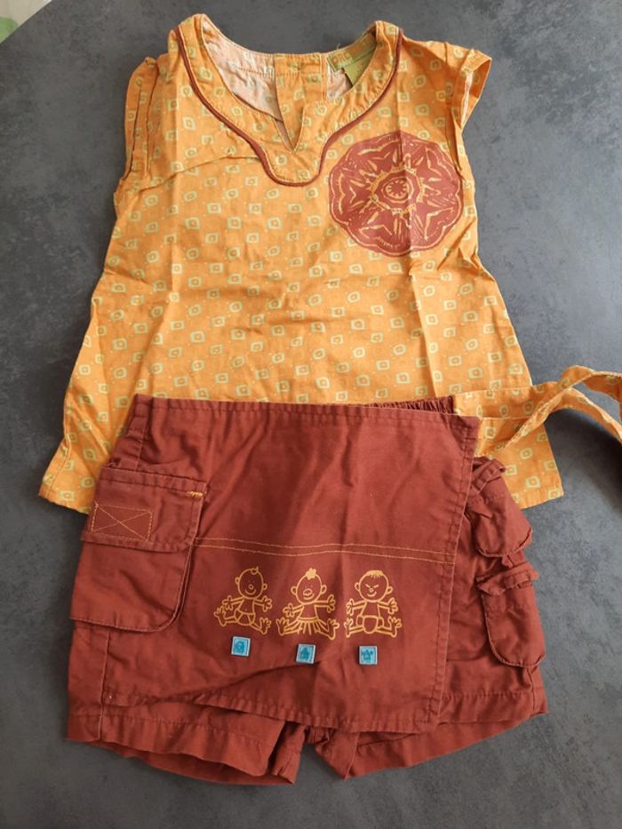 Ensemble tee-shirt + jupe short fille 12 mois