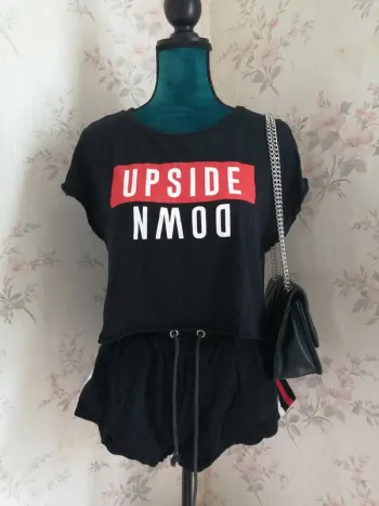 Short noir avec rubans poches et lien a nouer à la taille / jennyfer / (L)