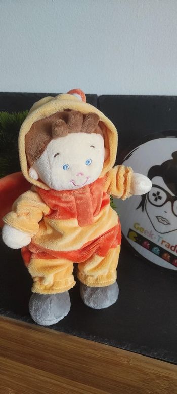 Peluche garçon nicotoy Abeille jaune costume orange Poupée Doudou Ailes Rayé