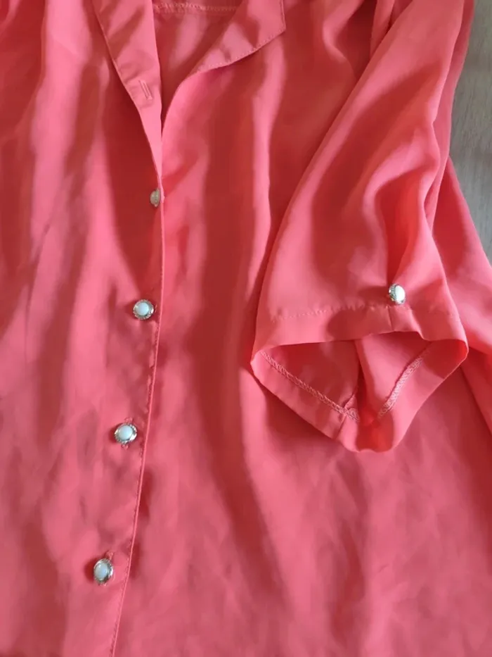Chemisier rose corail manches courtes - photo numéro 2