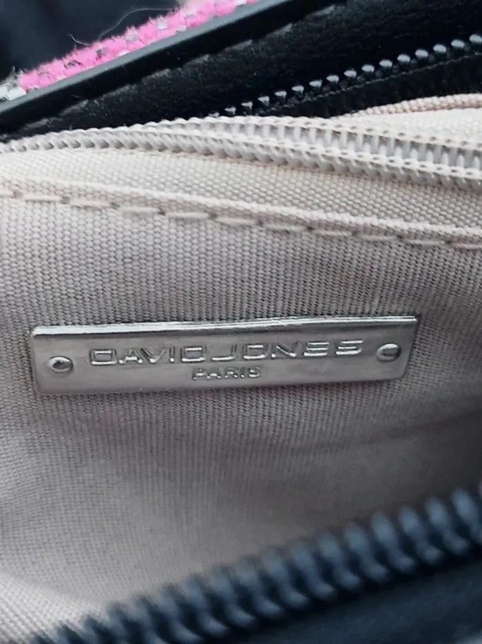 Sac à main rayé rose violet argent bandoulière amovible / David Jones - 30×23×10cm - photo numéro 12