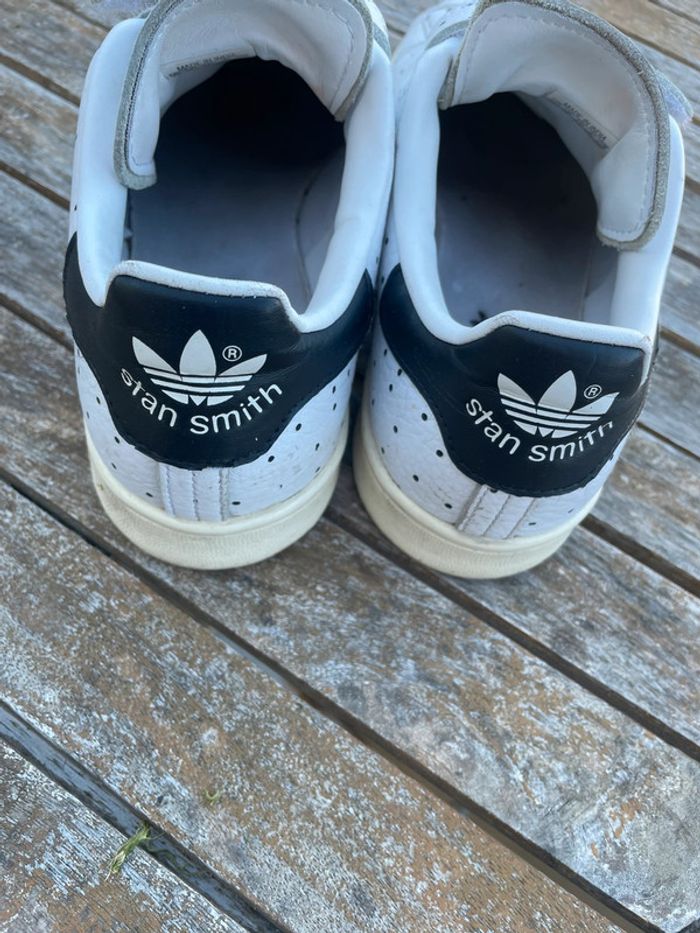 Baskets Stan Smith à scratch blanche à pois noir - photo numéro 2