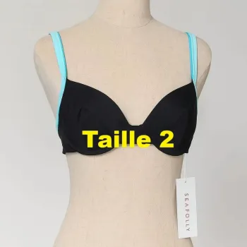 Maillot de bain haut uniquement bleu clair noir turquoise Roxy Taille 2