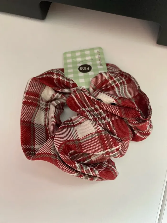 Chouchou écossais bordeaux