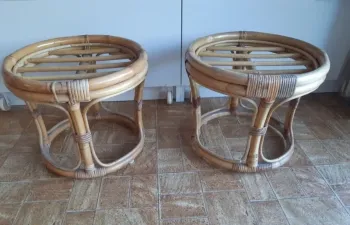 Lot de 2 poufs en rotin