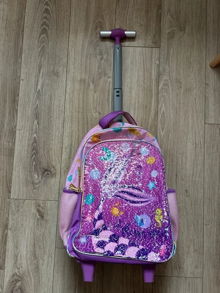 Cartable à roulettes sirène à sequins - photo numéro 2