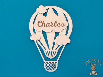 Décoration personnalisée de Chambre ou porte Montgolfière avec prénom au choix