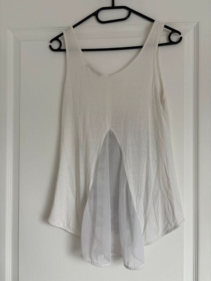 Débardeur col rond voyelles blanc avec motifs paillettes noir taille M - photo numéro 4