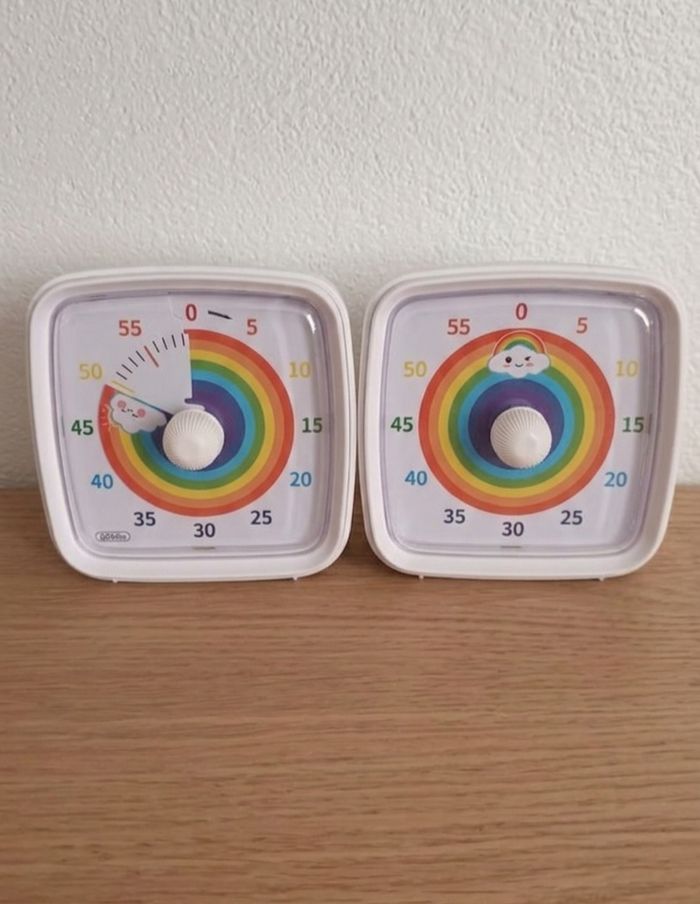 Lot de 2 Minuteur timer visuel pour enfant motif arc en ciel 🌈 neuf - photo numéro 1