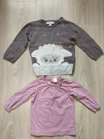 Lot pull et t-shirt manches longues fille 12 mois
