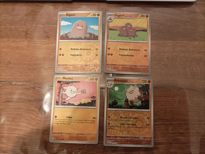 Lot de 4 cartes Pokemon 151 Taupiqueur Triopikeur Colossinge Férosinge Reverse