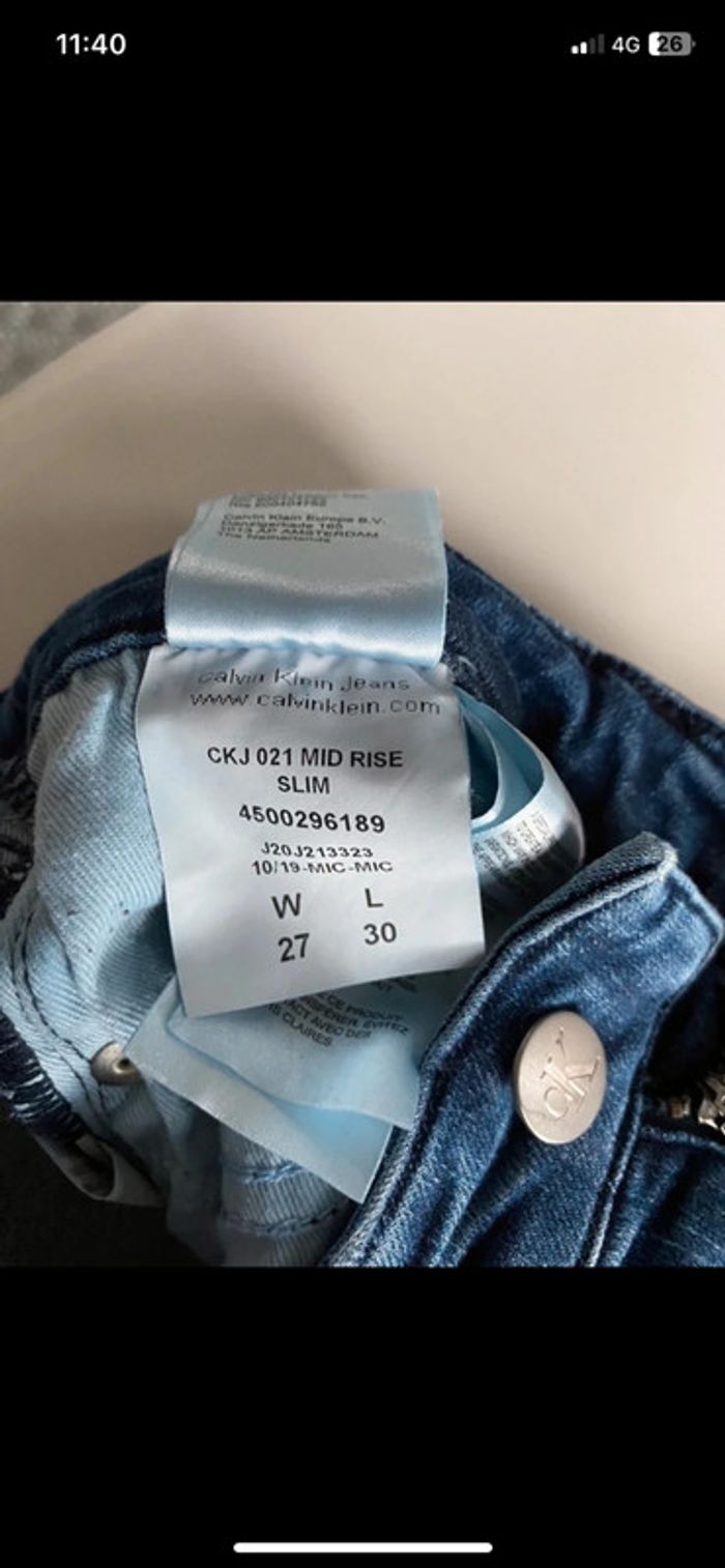 Jean’s Mid Rise slim Calvin klein W27xL30 - photo numéro 6