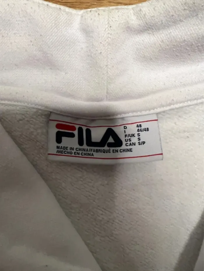 Pull fila vintage 90s blanc et bleu taille S - photo numéro 6